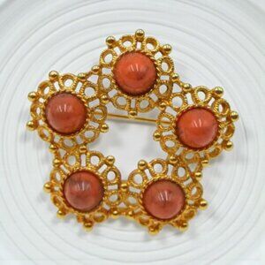 Vintage Sarah Coventry Brooch Concentric Circles & Cabochons
